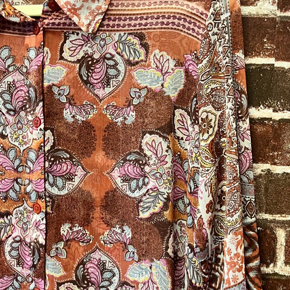 Cream Brand Boho Paisley Button Up Shirt - Size 36 (US Small) - Picture 6 of 9